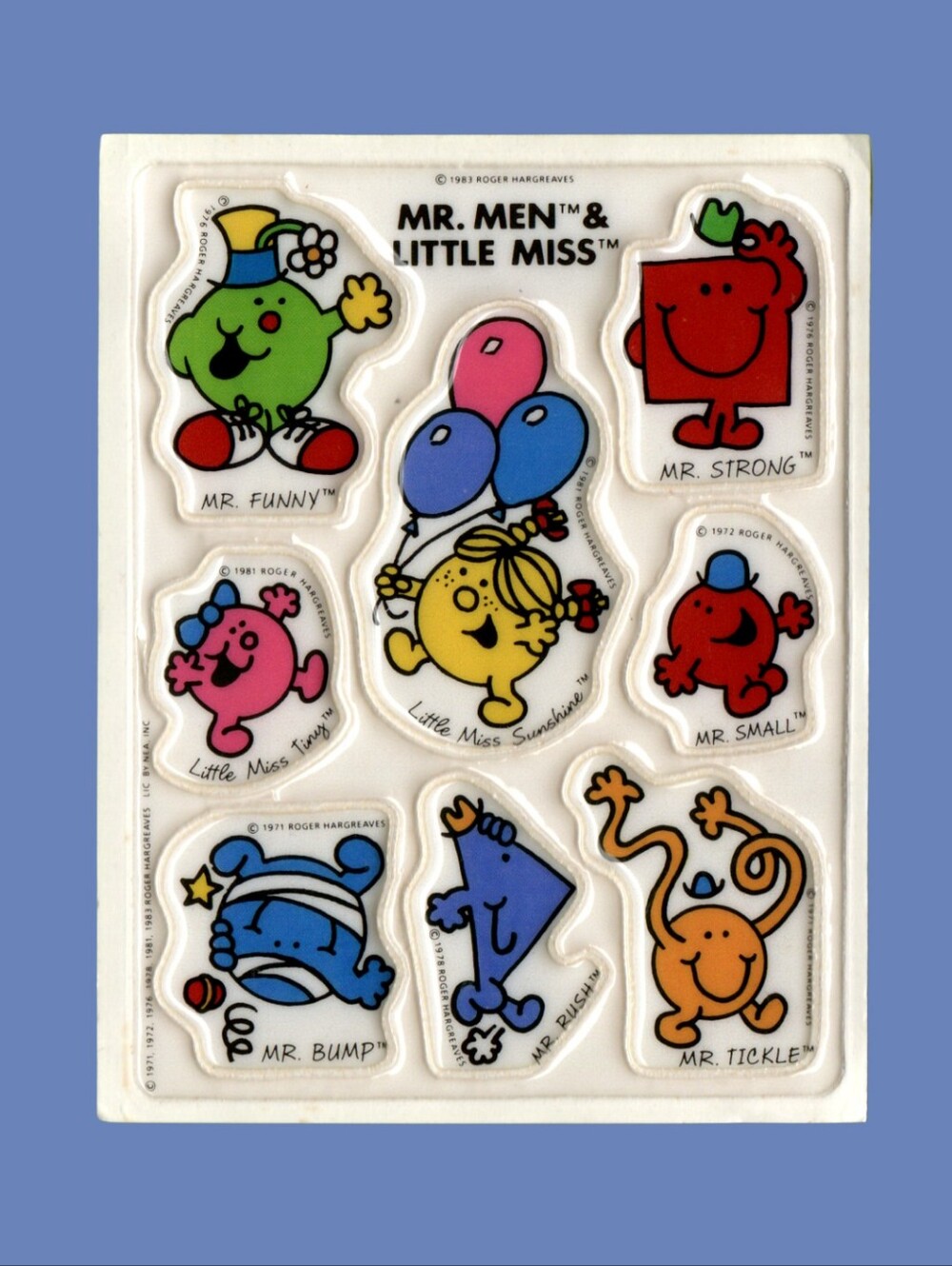 Mr. Men & Little Miss 1983 Puffy Sticker Sheet Craft & Collecting